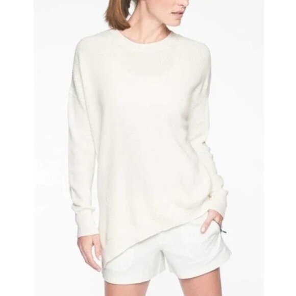 NEW Highly Rated Rest Day ATHLETA Asymmetrical Crewneck Sweater Pima Silk Large - Picture 3 of 5
